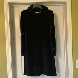 J Jill - black corded velour turtle neck dress - side slits - size MP